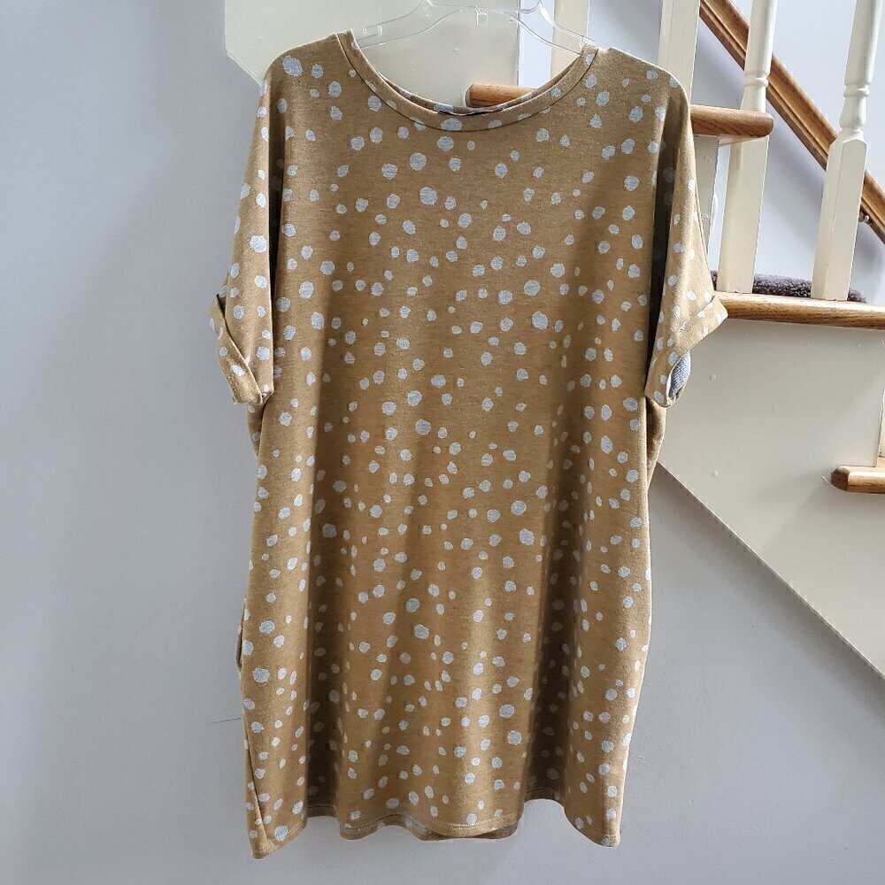 Pixi & Ivy Dress / Tunic top with pockets Polka Dot size Large Retro Hippie